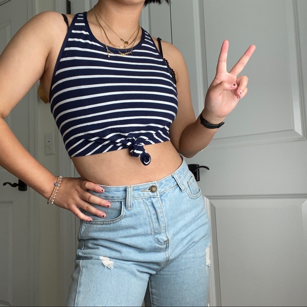 Aerie (American Eagle) Striped Tie Crop Top